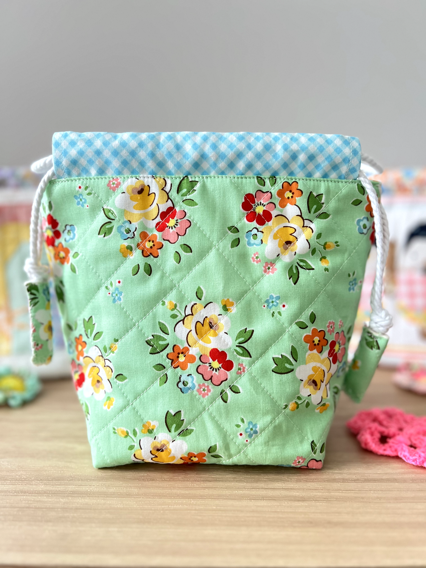 "Tulip Love" Quilted Drawstring Pouch