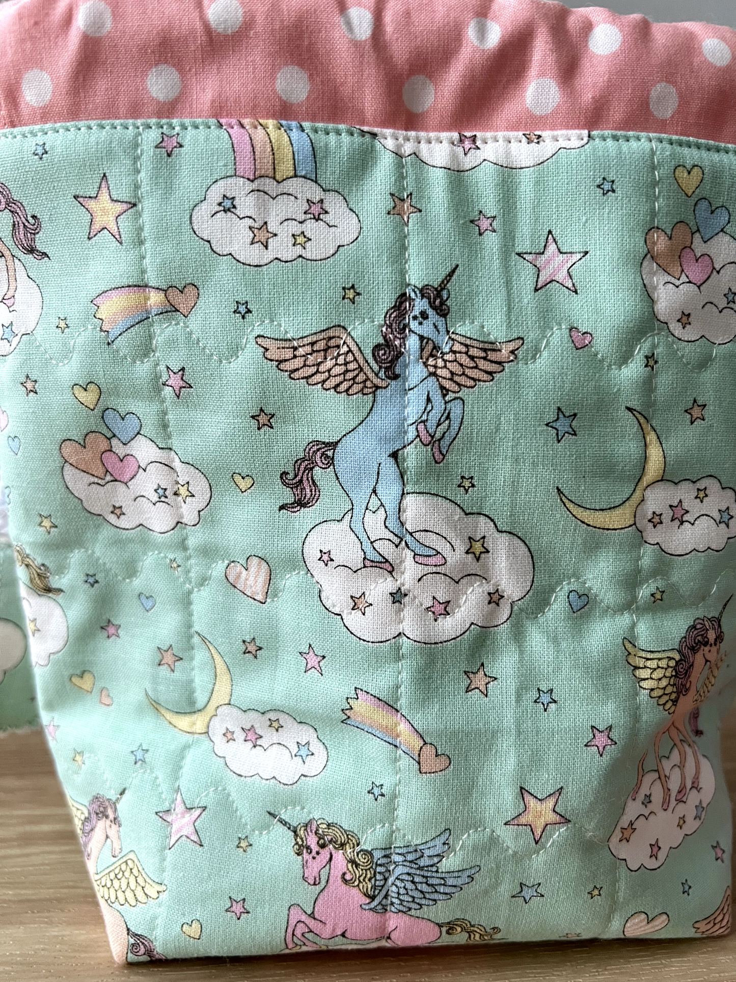 "Rainbows and Unicorns" Quilted Drawstring Pouch