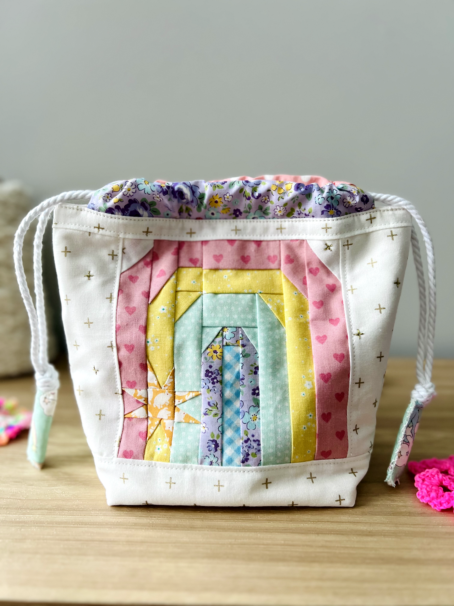 "Rainbows and Unicorns" Quilted Drawstring Pouch