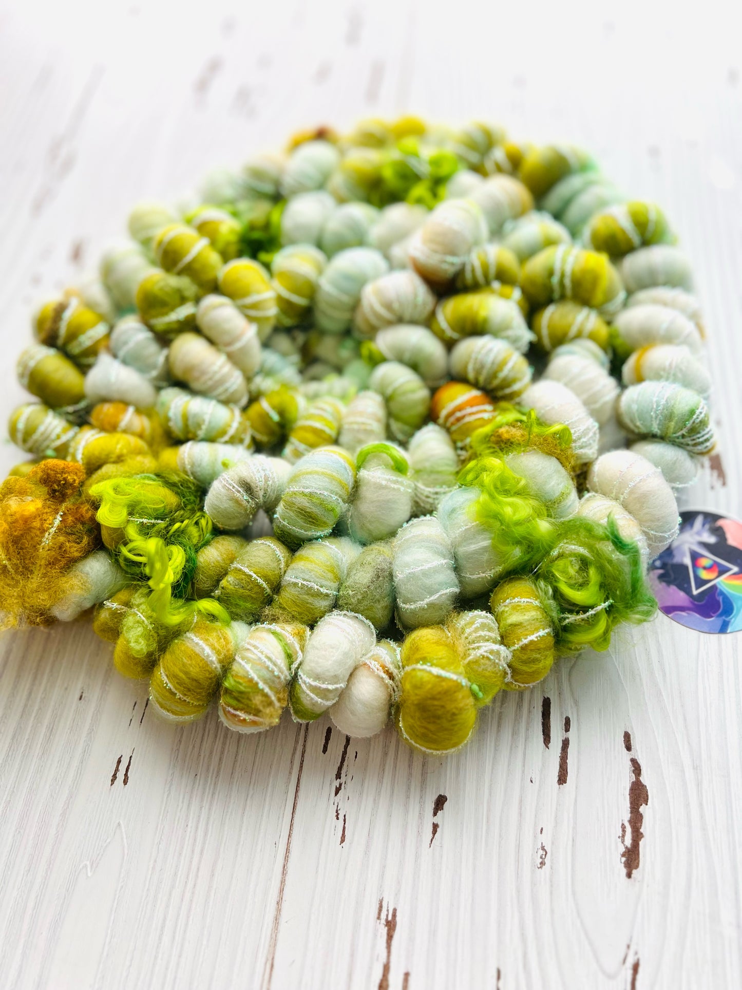 "Pistachio Dacquoise" Jumbo Corespun Coil Art Yarn