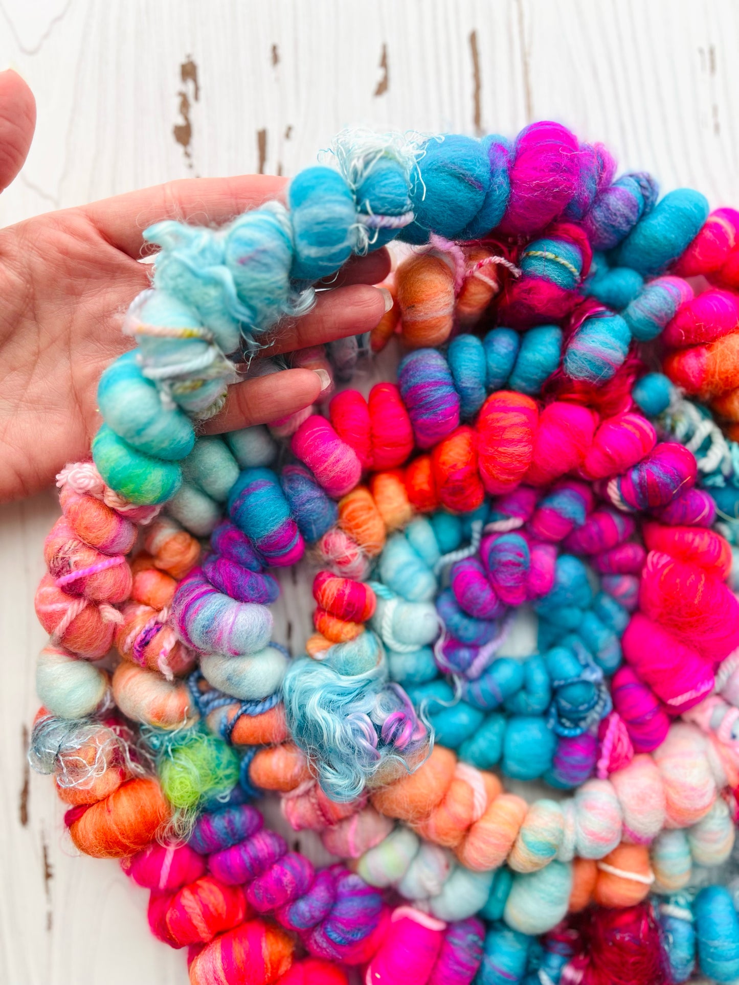 "Amongst the Coral" Corespun Coil Art Yarn
