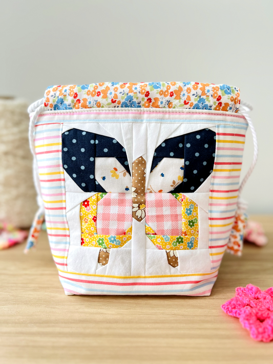 "Flutterby" Quilted Drawstring Pouch