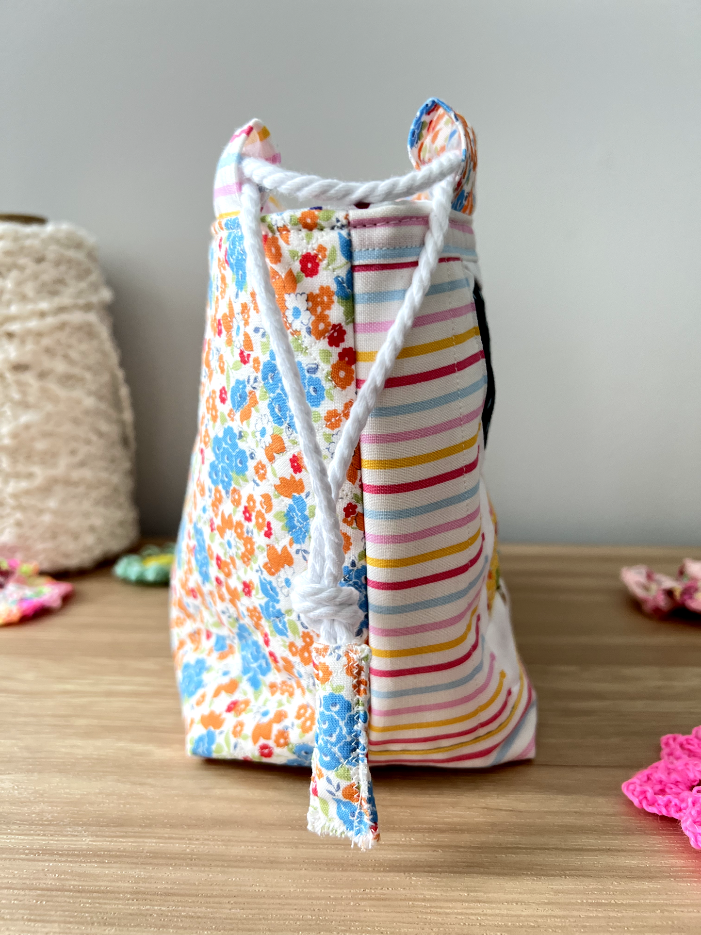 "Flutterby" Quilted Drawstring Pouch