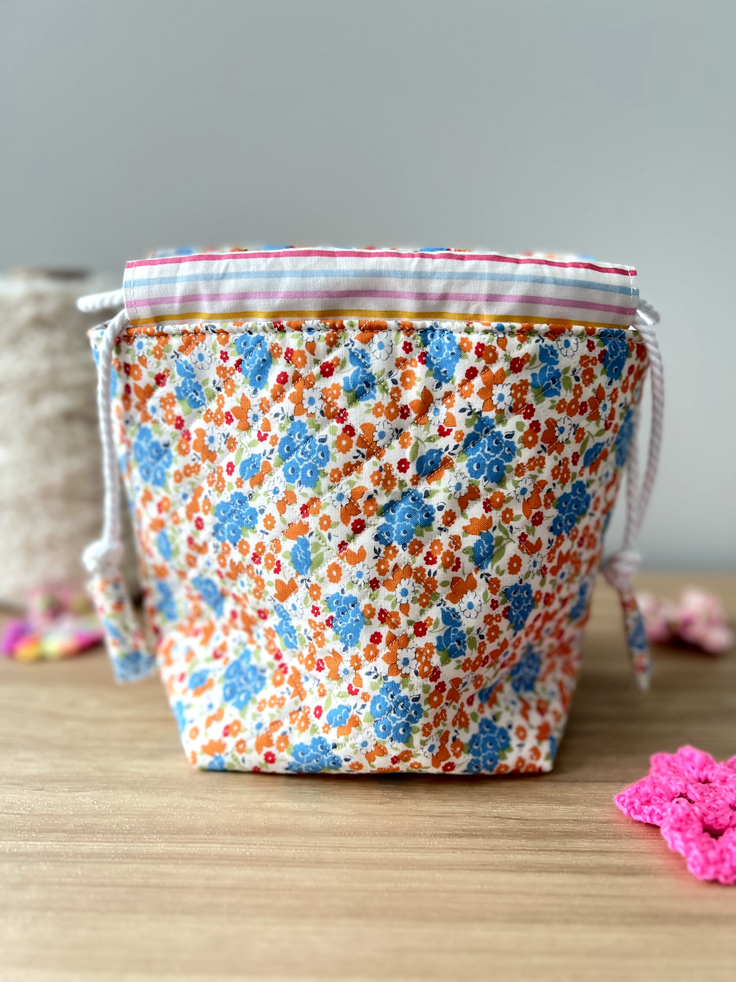 "Flutterby" Quilted Drawstring Pouch