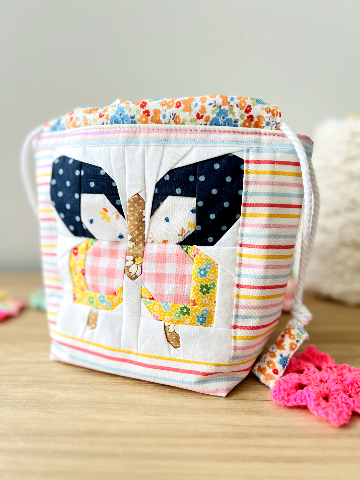 "Flutterby" Quilted Drawstring Pouch