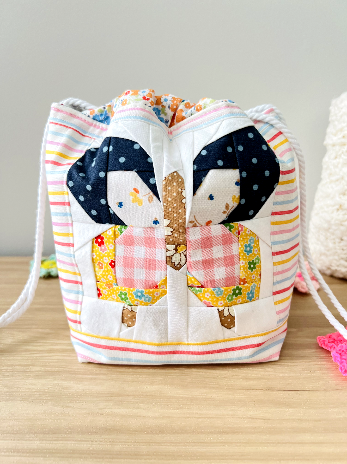 "Flutterby" Quilted Drawstring Pouch