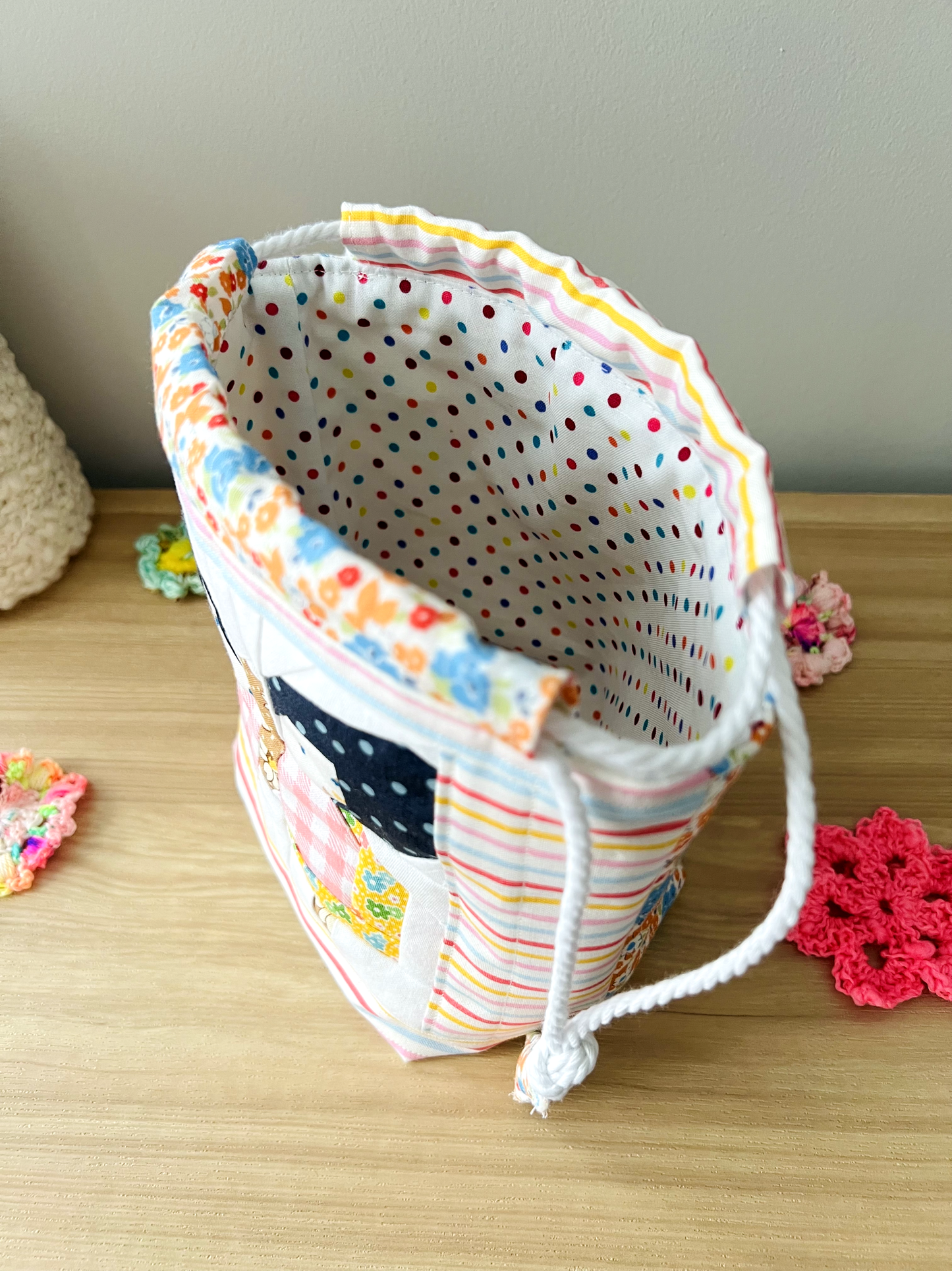 "Flutterby" Quilted Drawstring Pouch