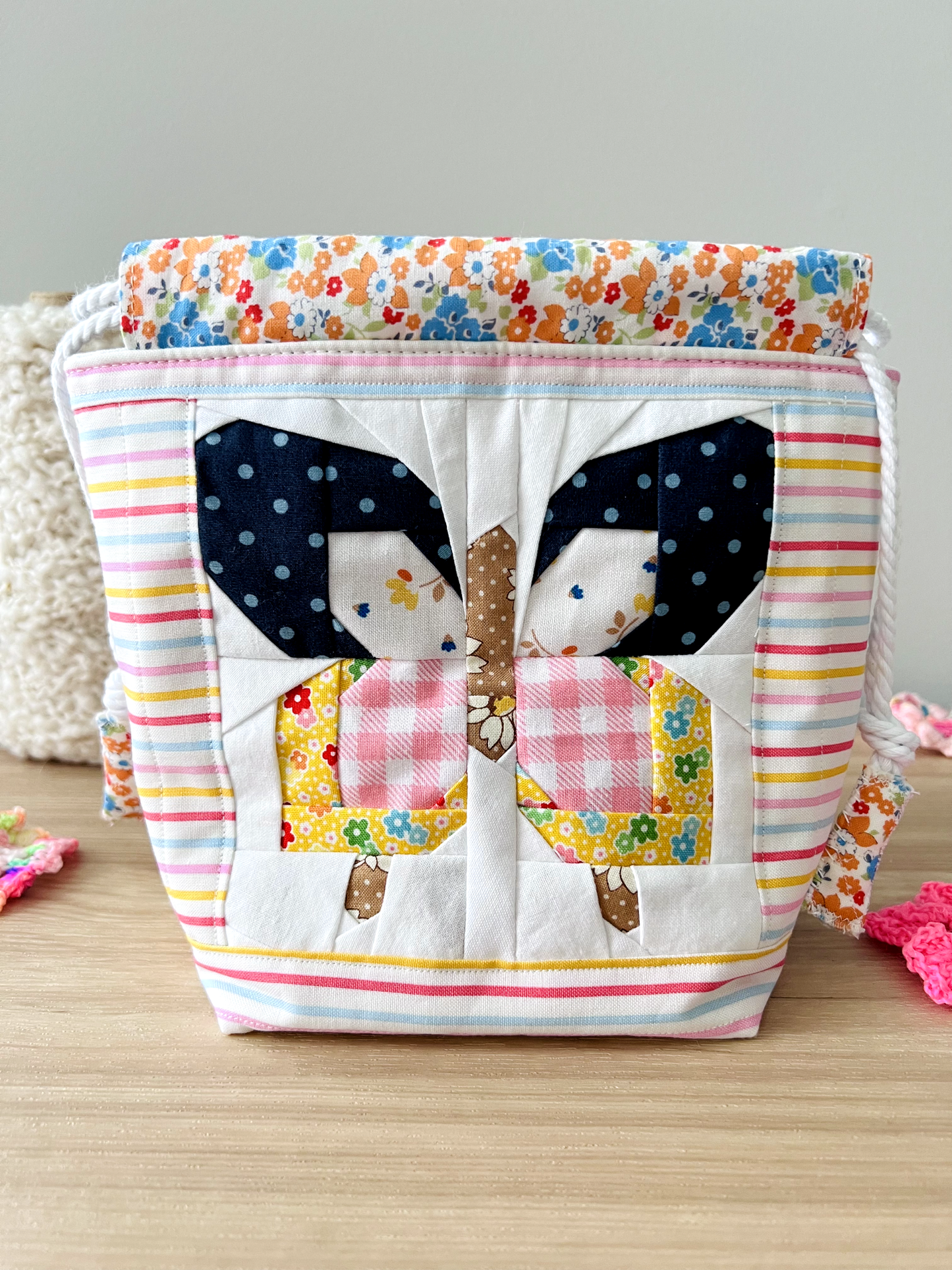 "Flutterby" Quilted Drawstring Pouch