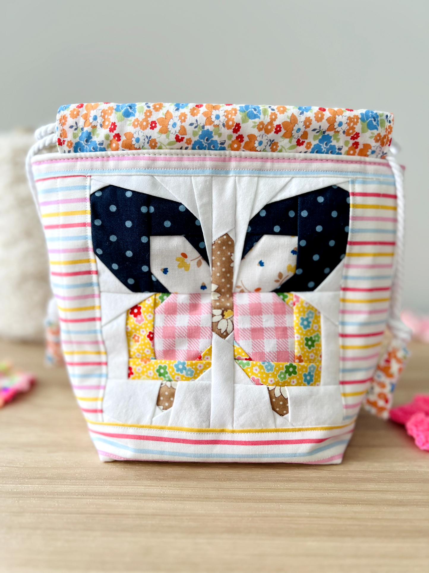 "Flutterby" Quilted Drawstring Pouch