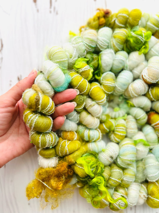 "Pistachio Dacquoise" Jumbo Corespun Coil Art Yarn