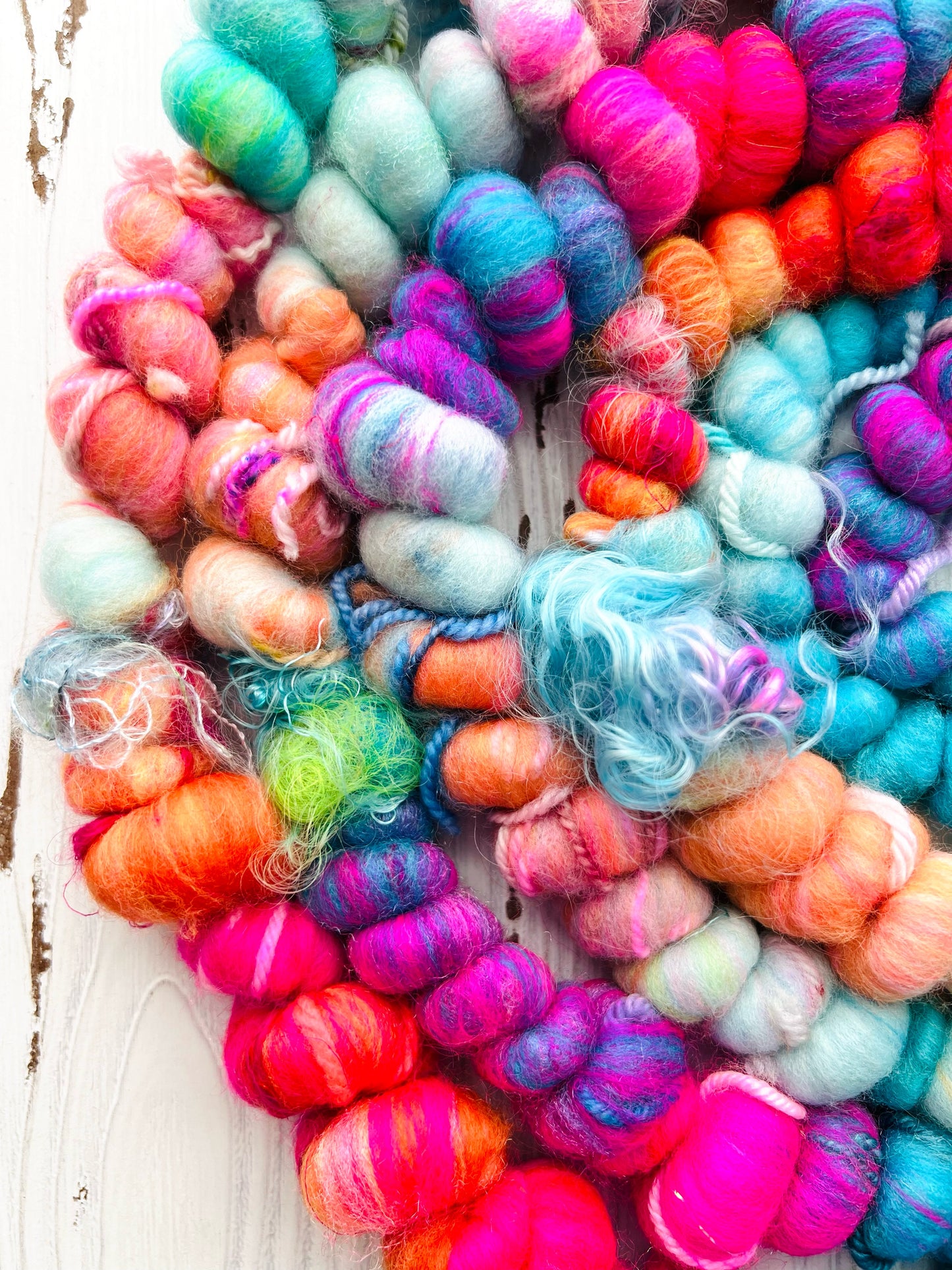 "Amongst the Coral" Corespun Coil Art Yarn